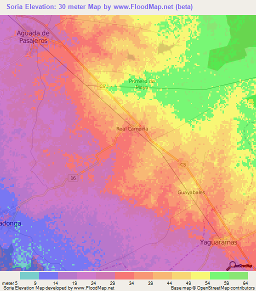 Soria,Cuba Elevation Map