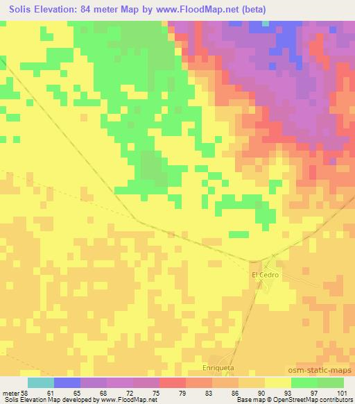 Solis,Cuba Elevation Map