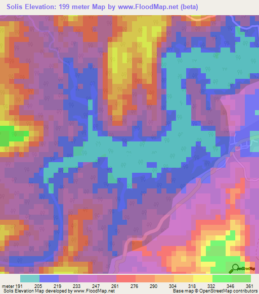 Solis,Cuba Elevation Map