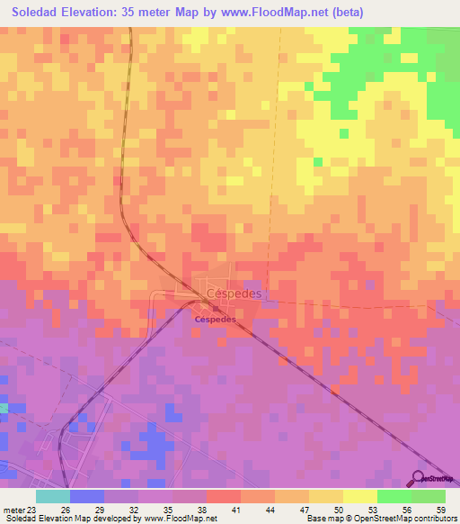 Soledad,Cuba Elevation Map