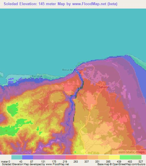 Soledad,Cuba Elevation Map