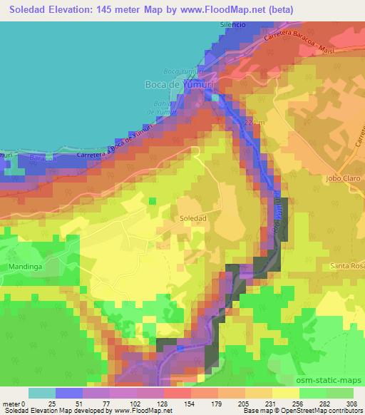 Soledad,Cuba Elevation Map