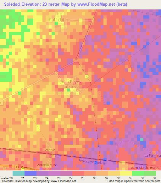 Soledad,Cuba Elevation Map