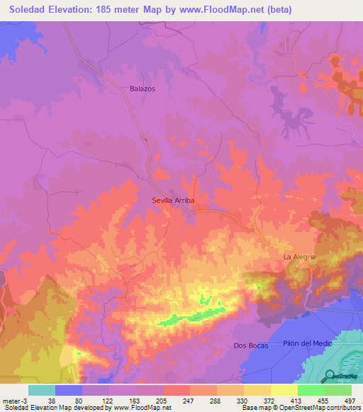 Soledad,Cuba Elevation Map