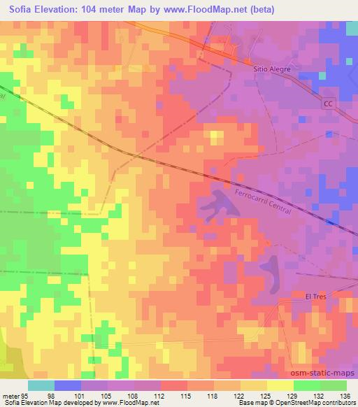 Sofia,Cuba Elevation Map