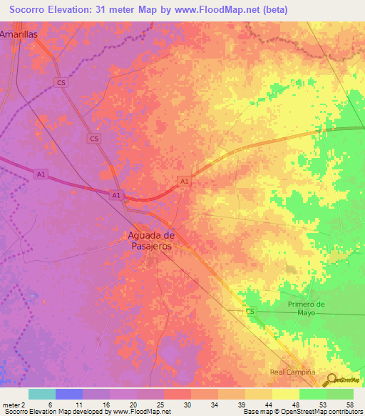 Socorro,Cuba Elevation Map