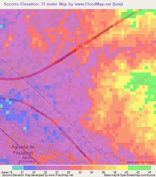 Socorro,Cuba Elevation Map