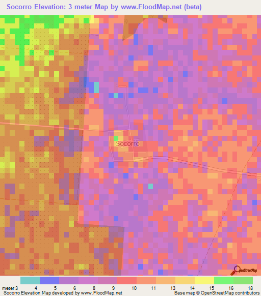 Socorro,Cuba Elevation Map
