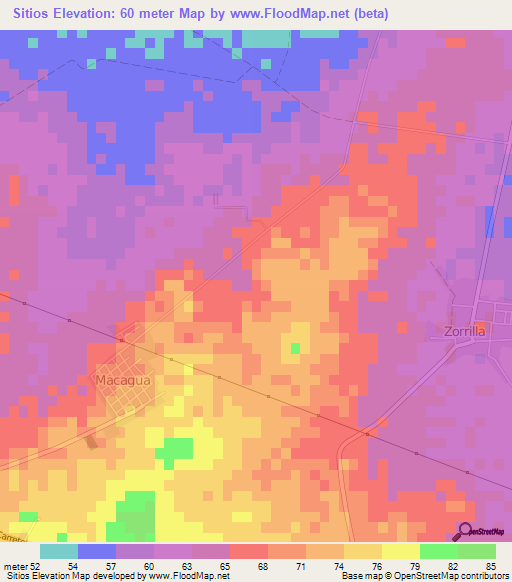 Sitios,Cuba Elevation Map