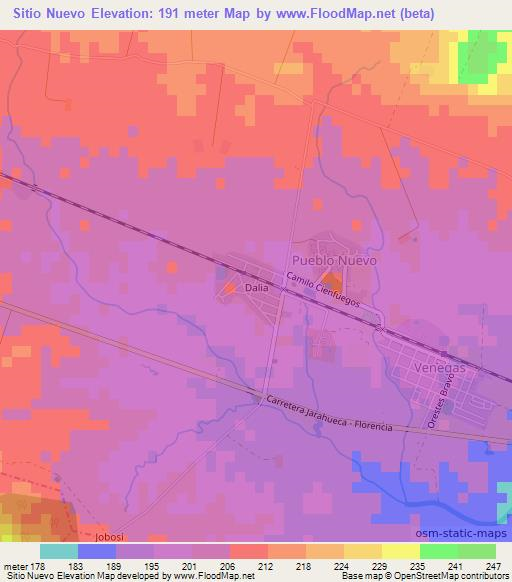 Sitio Nuevo,Cuba Elevation Map