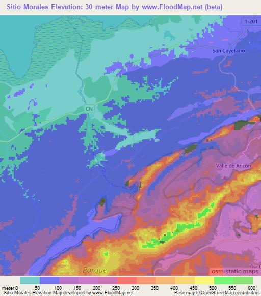 Sitio Morales,Cuba Elevation Map