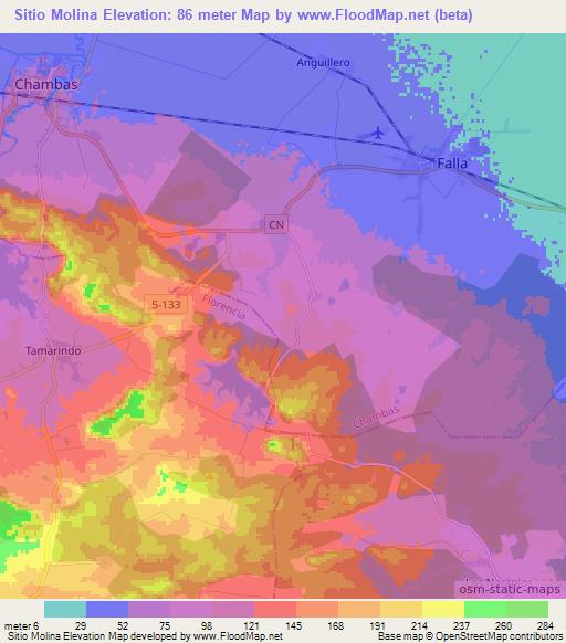 Sitio Molina,Cuba Elevation Map