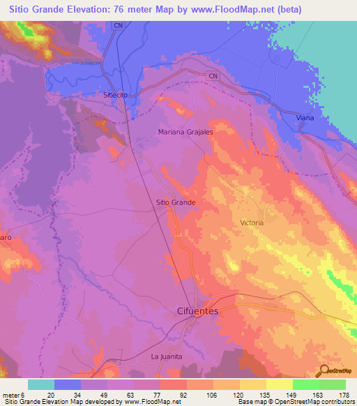 Sitio Grande,Cuba Elevation Map