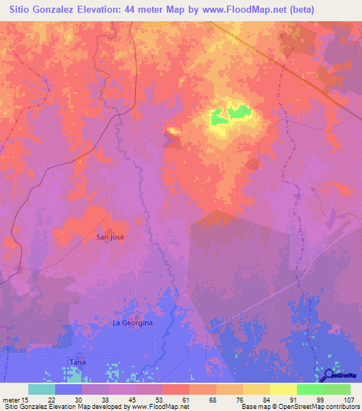 Sitio Gonzalez,Cuba Elevation Map