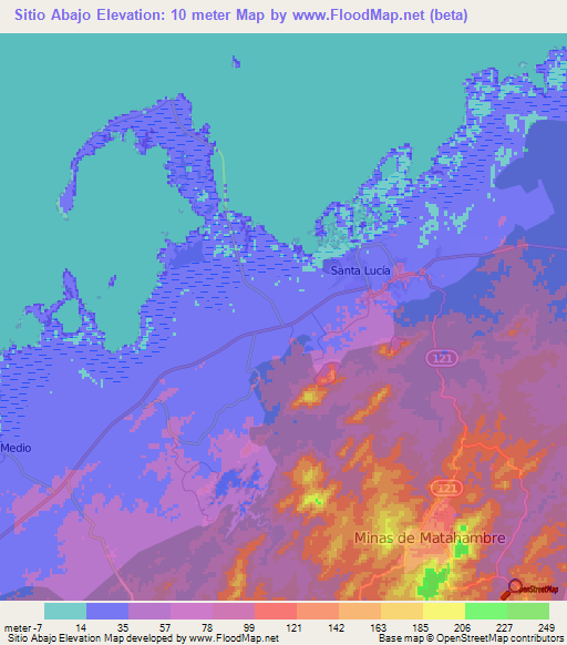 Sitio Abajo,Cuba Elevation Map