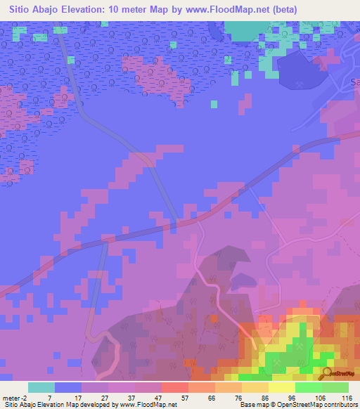 Sitio Abajo,Cuba Elevation Map