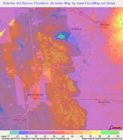 Sitierias del Rincon,Cuba Elevation Map
