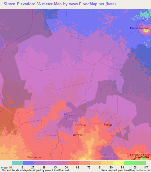 Sirven,Cuba Elevation Map