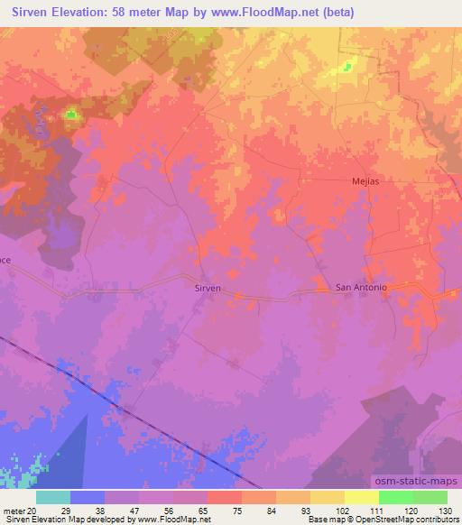 Sirven,Cuba Elevation Map