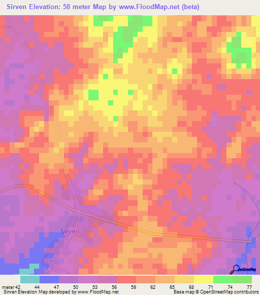 Sirven,Cuba Elevation Map