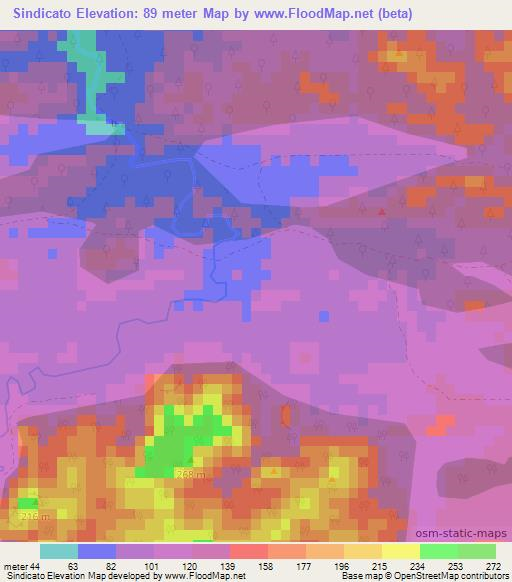 Sindicato,Cuba Elevation Map