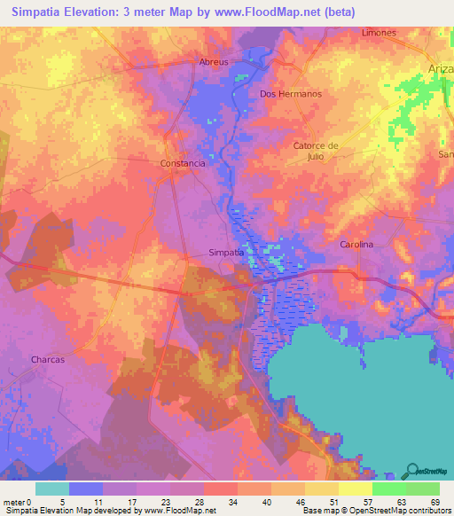 Simpatia,Cuba Elevation Map