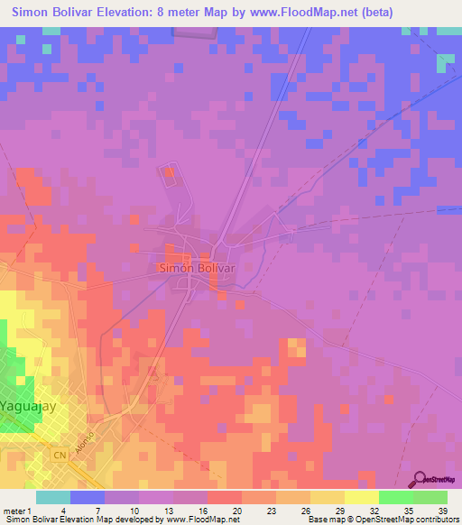 Simon Bolivar,Cuba Elevation Map