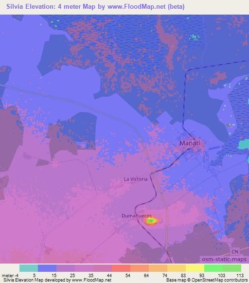 Silvia,Cuba Elevation Map