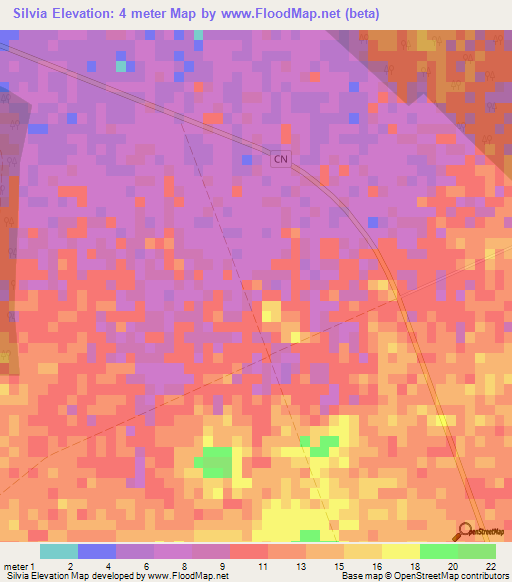 Silvia,Cuba Elevation Map
