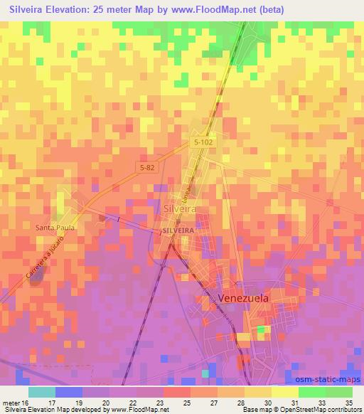 Silveira,Cuba Elevation Map