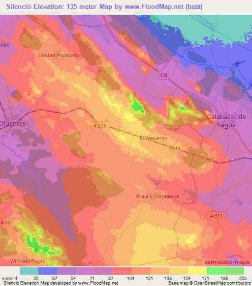Silencio,Cuba Elevation Map