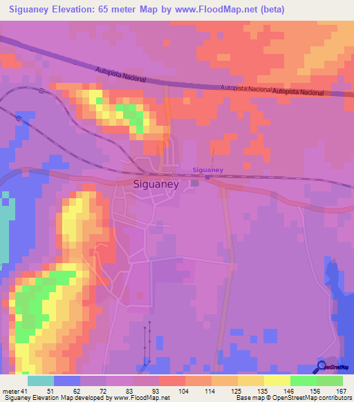 Siguaney,Cuba Elevation Map
