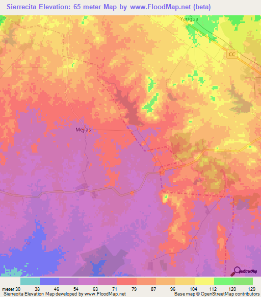 Sierrecita,Cuba Elevation Map