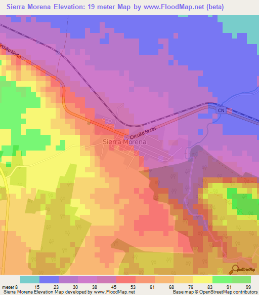 Sierra Morena,Cuba Elevation Map