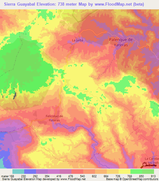 Sierra Guayabal,Cuba Elevation Map