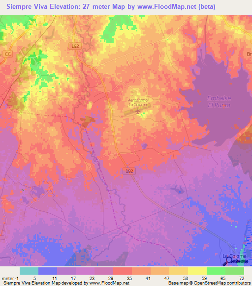Siempre Viva,Cuba Elevation Map