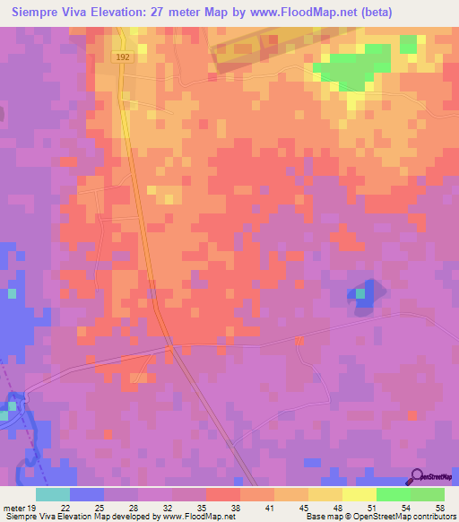 Siempre Viva,Cuba Elevation Map