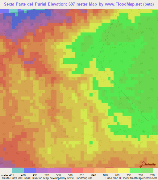 Sexta Parte del Purial,Cuba Elevation Map