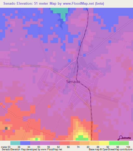 Senado,Cuba Elevation Map