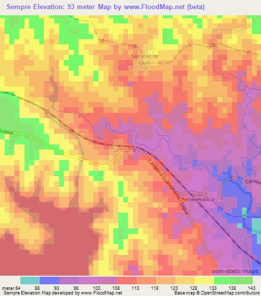 Sempre,Cuba Elevation Map