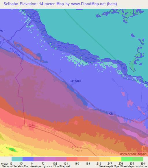 Seibabo,Cuba Elevation Map