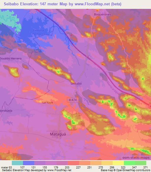 Seibabo,Cuba Elevation Map