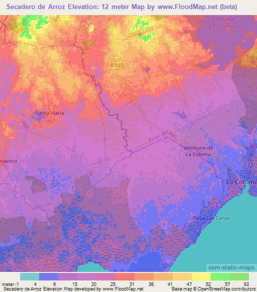 Secadero de Arroz,Cuba Elevation Map