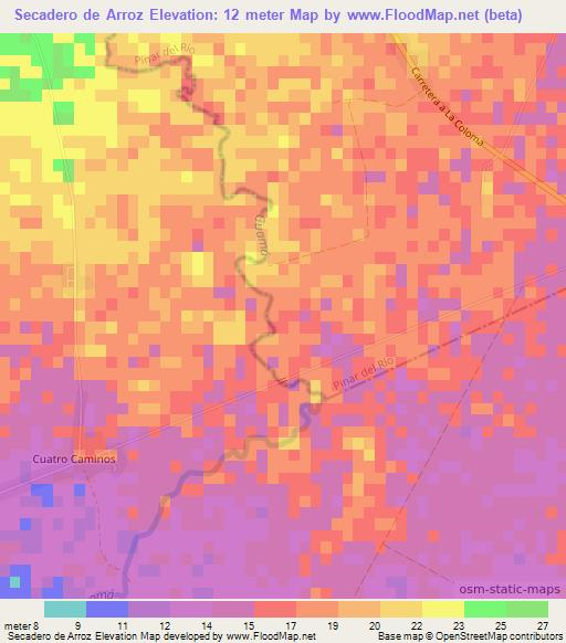 Secadero de Arroz,Cuba Elevation Map