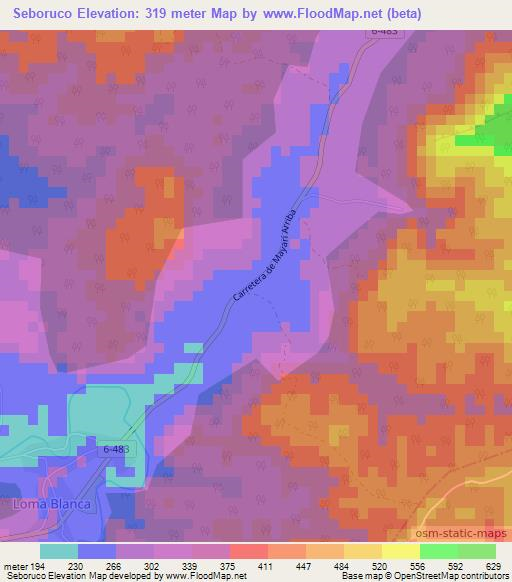Seboruco,Cuba Elevation Map