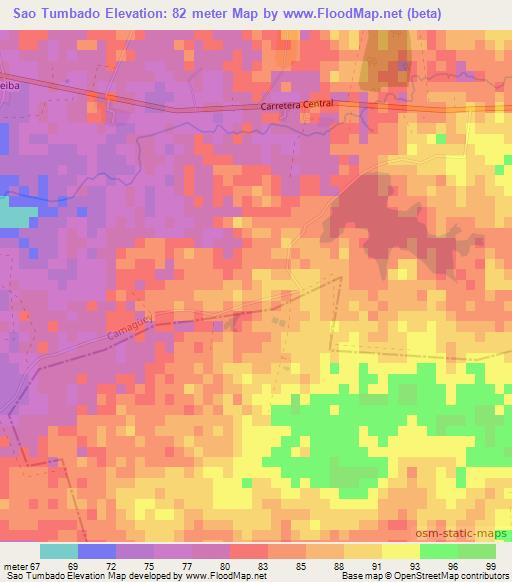 Sao Tumbado,Cuba Elevation Map