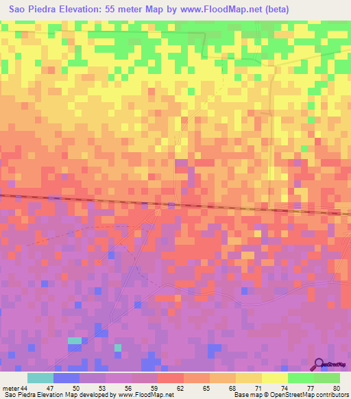 Sao Piedra,Cuba Elevation Map