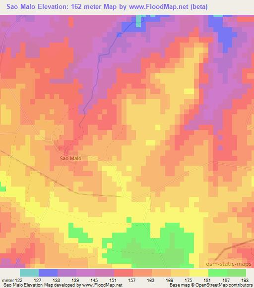 Sao Malo,Cuba Elevation Map