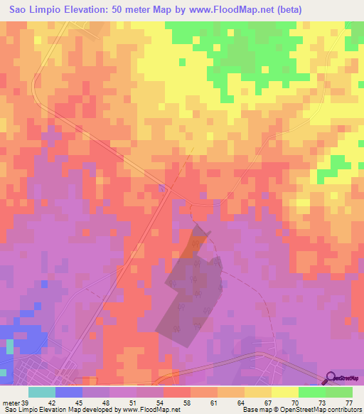 Sao Limpio,Cuba Elevation Map