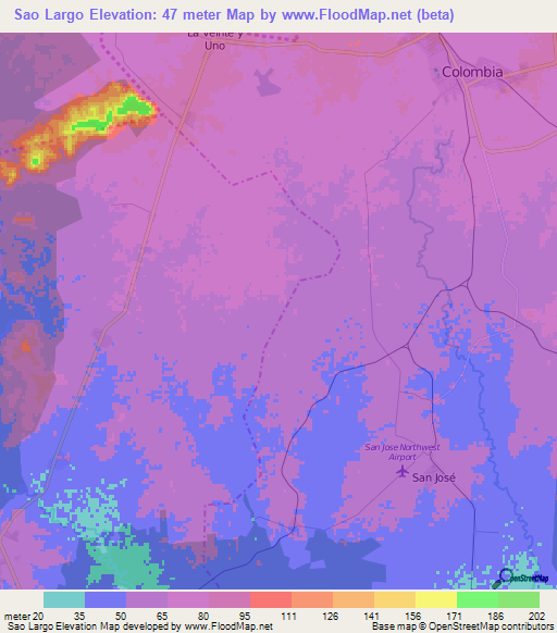Sao Largo,Cuba Elevation Map